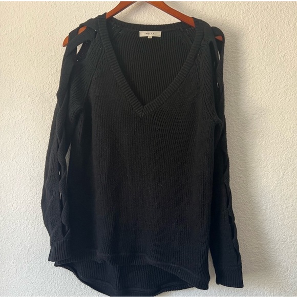 Milly Crisscross open long sleeve V- Neck Sweater M. - Picture 4 of 9